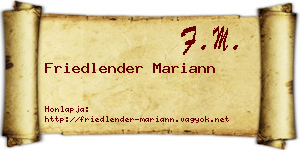 Friedlender Mariann névjegykártya